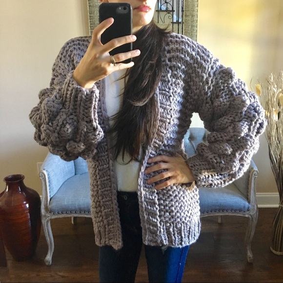 Pom Pom Grey Cardigan - Picture 2 of 6